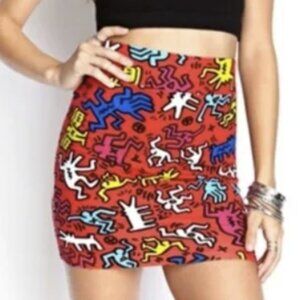 Forever 21 Keith Haring Bodycon Skirt Size Small